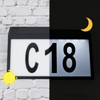 Solar Powered House Number Lights Address Sign LED Illuminated Letter Digital Combination Outdoor Plaque Waterproof Light for Home Yard Street Doorway